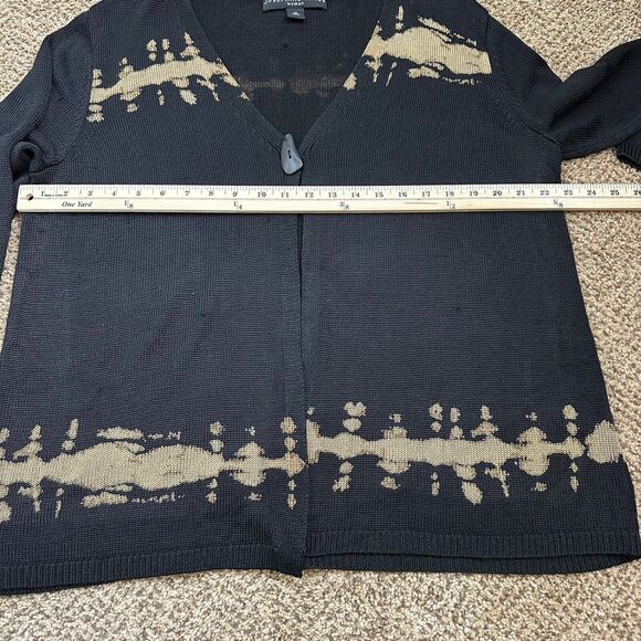 JOSEPHINE CHAUS Open-Front Cardigan 1XSilk Blend Black Beige Bronze Knit Sweater - Picture 9 of 12